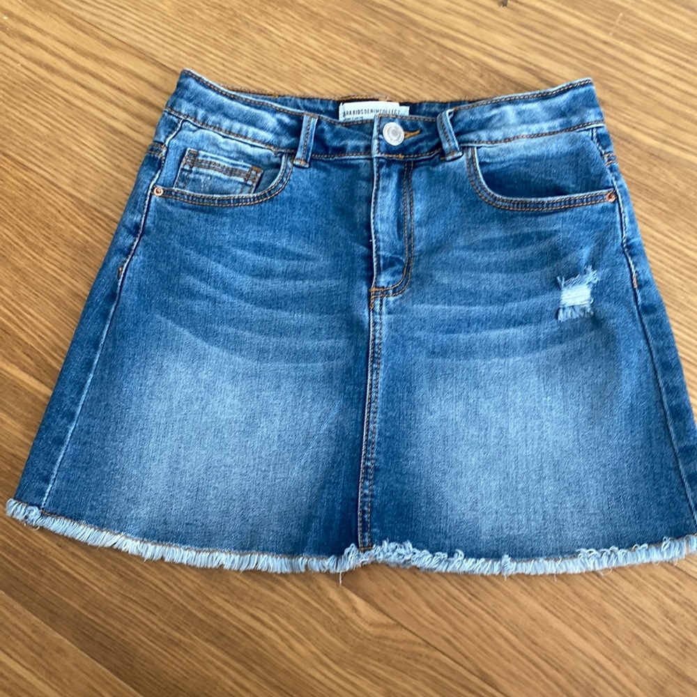 Zara Kids Denim Collection Blue Cotton Skirt Size 10